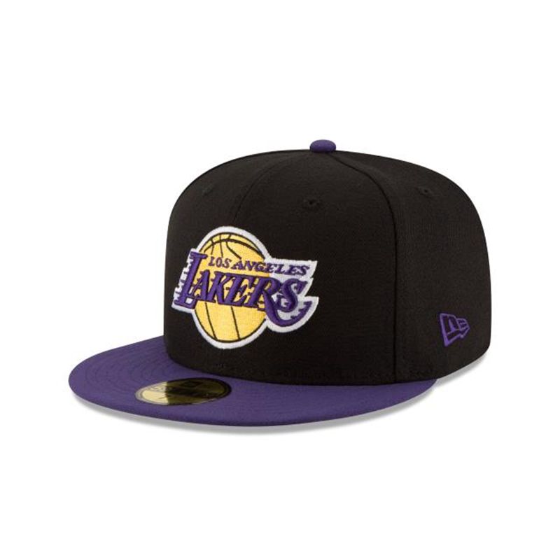 NBA Los Angeles Lakers 2tone 59Fifty Fitted (QMP2919) - Black New Era Caps